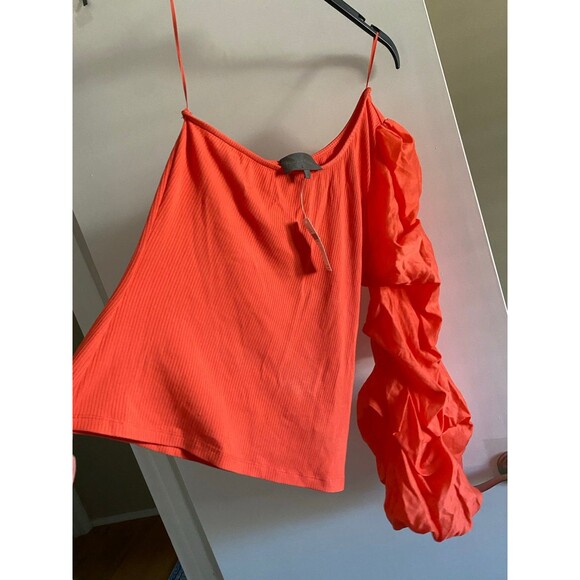 Anthropologie Sunday in Brooklyn One Shoulder Top Medium NWT Orange - Picture 4 of 12